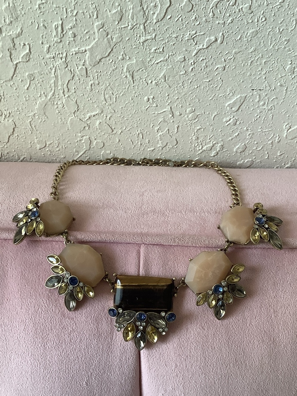 Unbranded Cream and Blue Faceted Statement Necklace